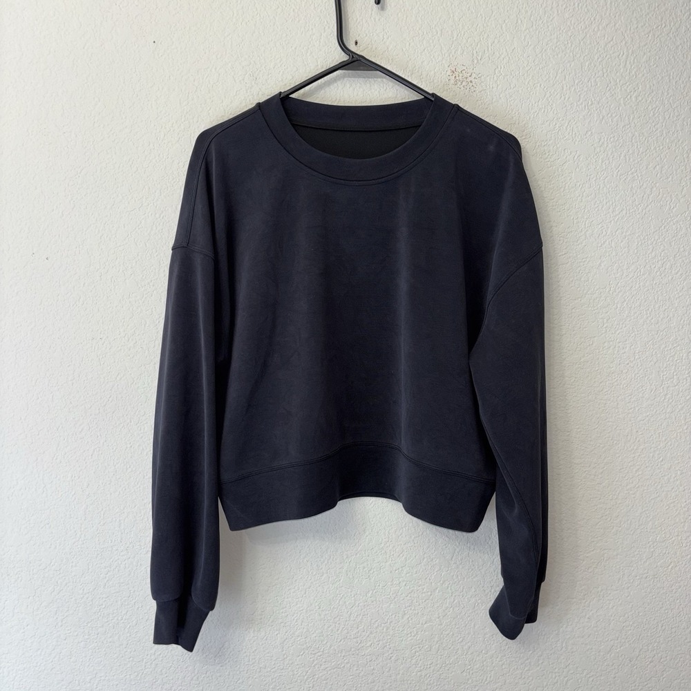 Lululemon Perfectly Oversized Cropped Crew Neck Sweater Black Size 8 M